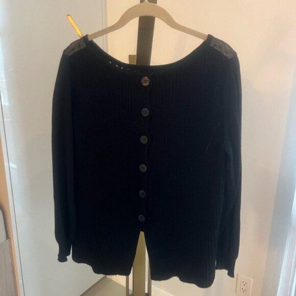 Blugirl Italian Mixed Media Sweater w/ Leather Embroidery - M - Picture 4 of 14